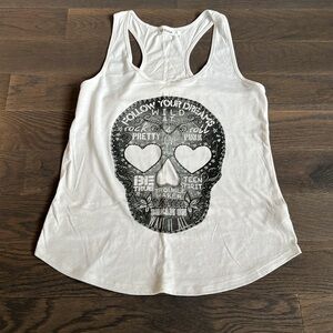 Garage Graphic Skull Gray Racerback Tank Top